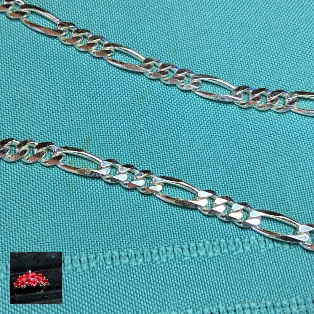 MEN'S -ITALIAN STERLING SILVER 🌀-FIGARO-🌀  20" LONG CHAIN.(10-14mm.) BIG